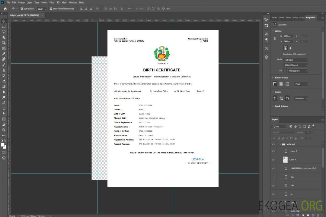 Modèle Word et PDF d'acte de naissance au Pérou template Modèle Word et PDF d'acte de naissance au Pérou template